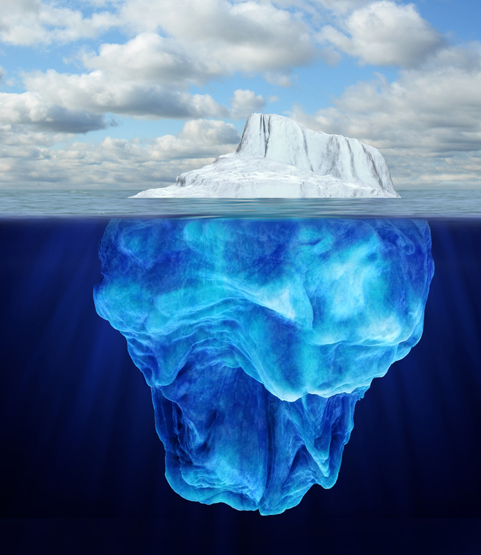 Iceberg above and below water level
